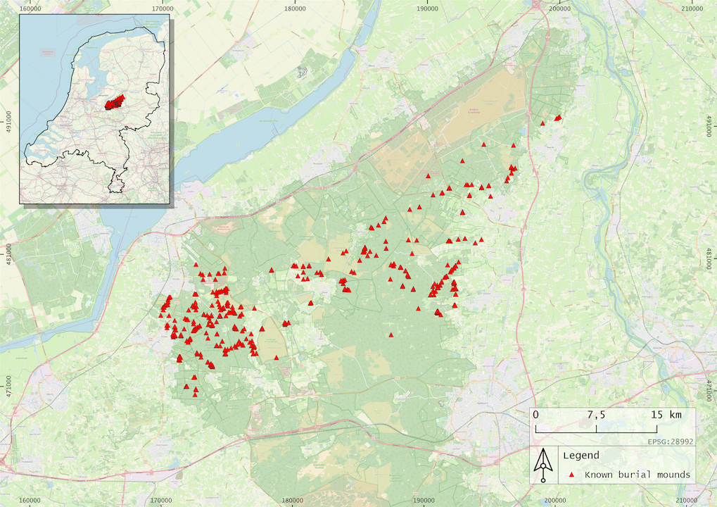 Burial Mounds in QGIS, image courtesy of Tijdlab.nl