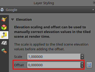 Offsetting elevation of a layer in QGIS
