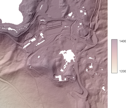 Terrain raster output generated by point cloud triangulation