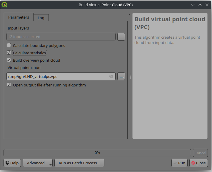 VPC algorithm inputs, outputs and options